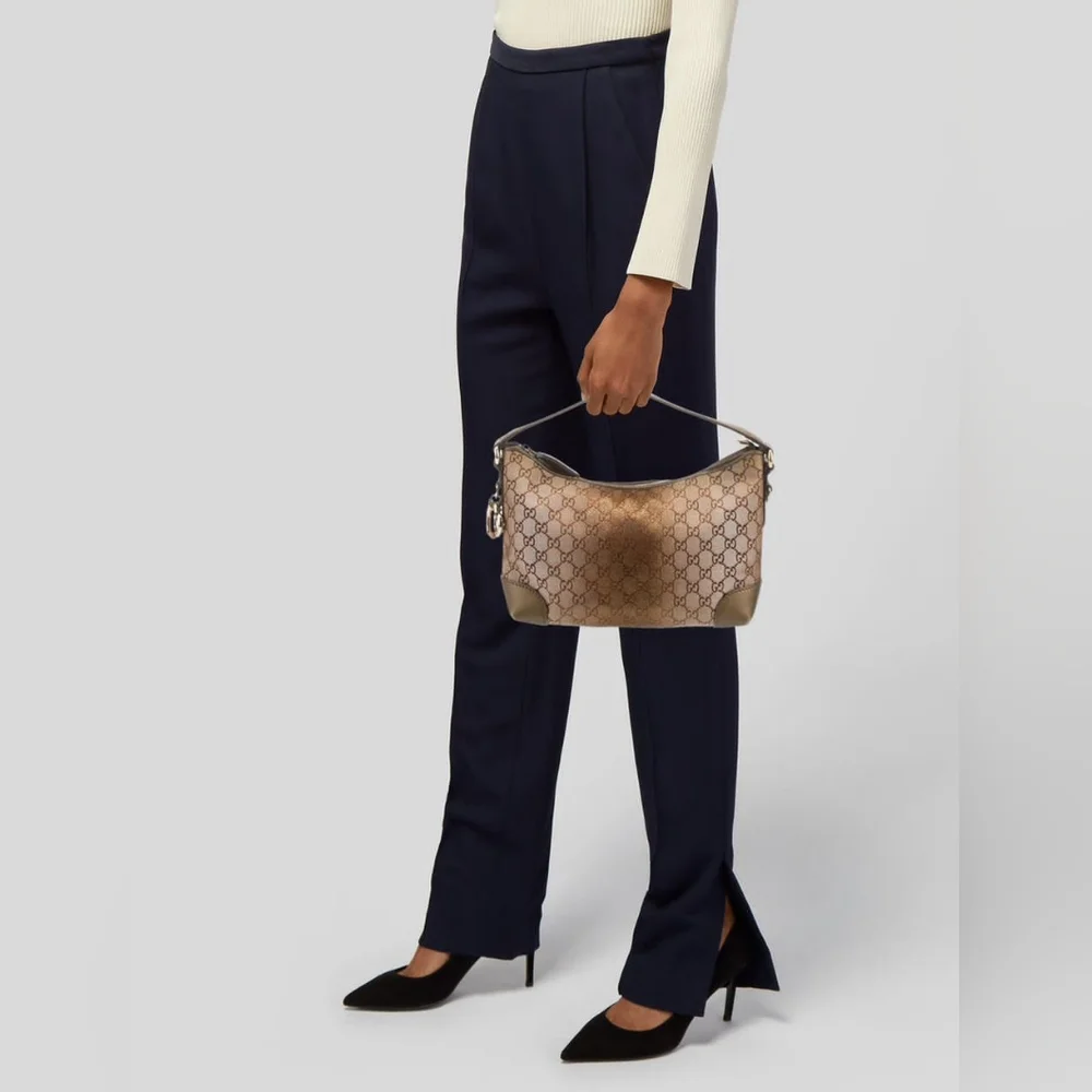 Gucci GG Canvas Heart Bit Hobo Bag Brown